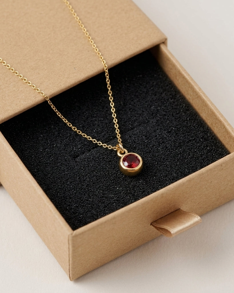 January Birthstone Necklace | Garnet, Gold & Silver
