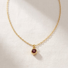January Birthstone Necklace | Garnet, Gold & Silver