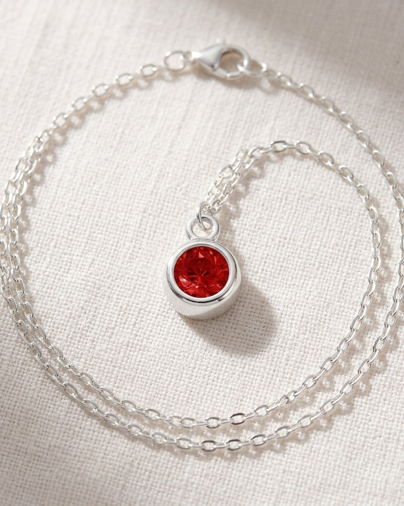 January Birthstone Necklace | Garnet, Gold & Silver