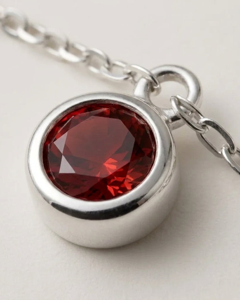 January Birthstone Necklace | Garnet, Gold & Silver