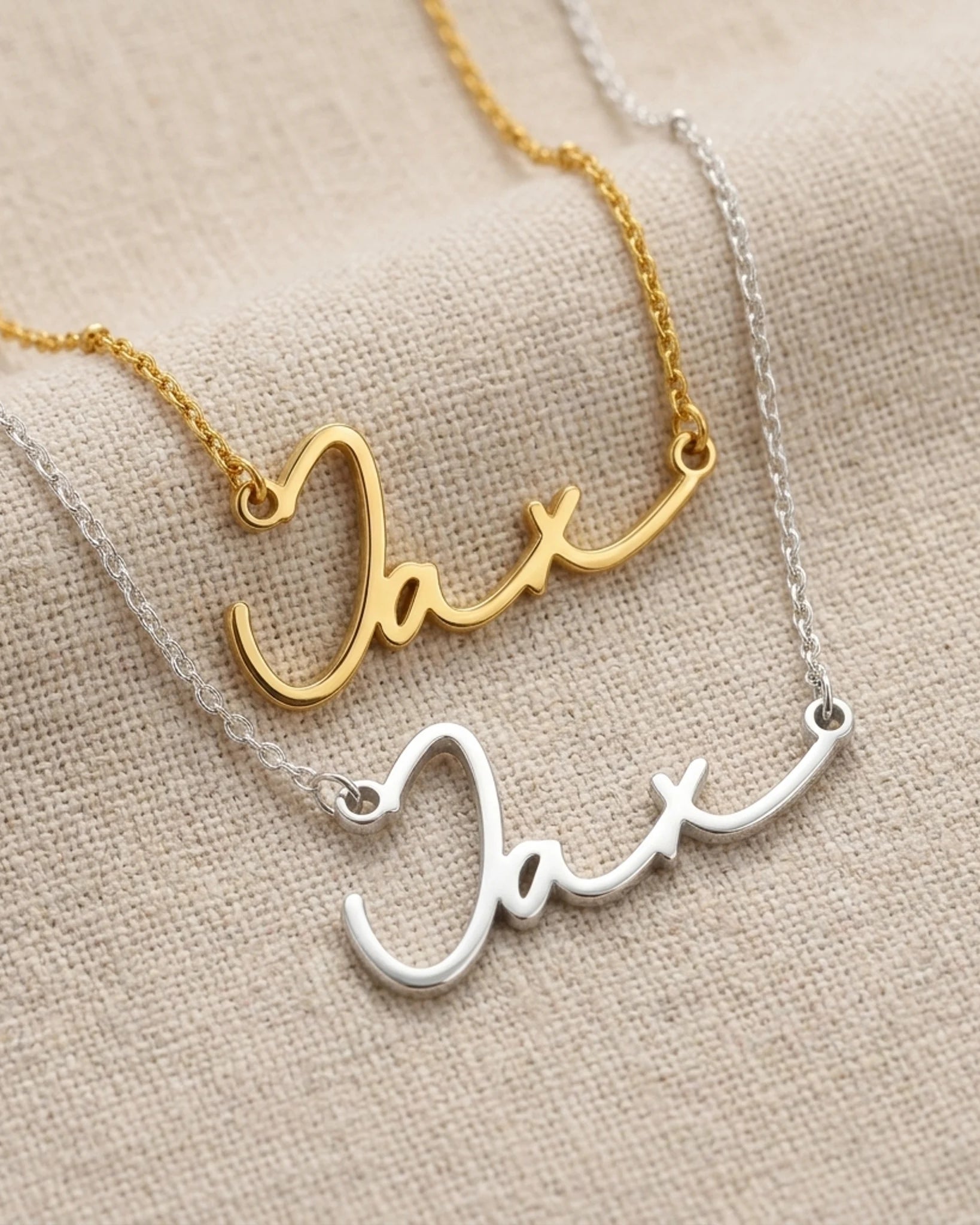 Jax Name Necklace | 18ct Gold, Silver & Vermeil | Ready to Ship