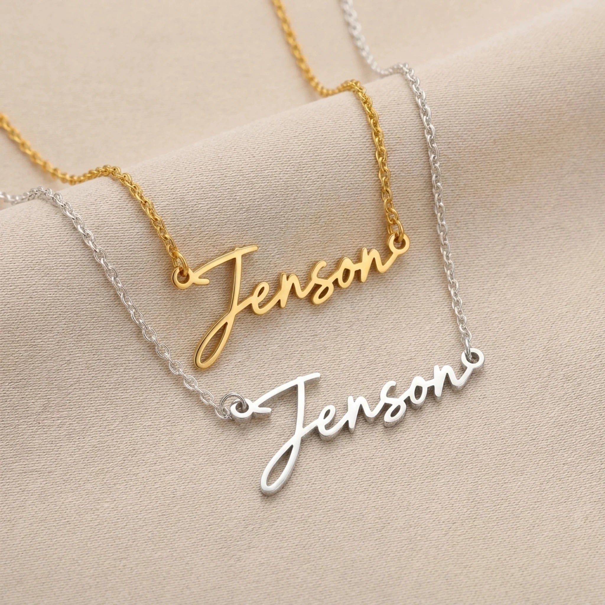 Jenson Name Necklace | 18ct Gold, Silver & Vermeil | Ready to Ship