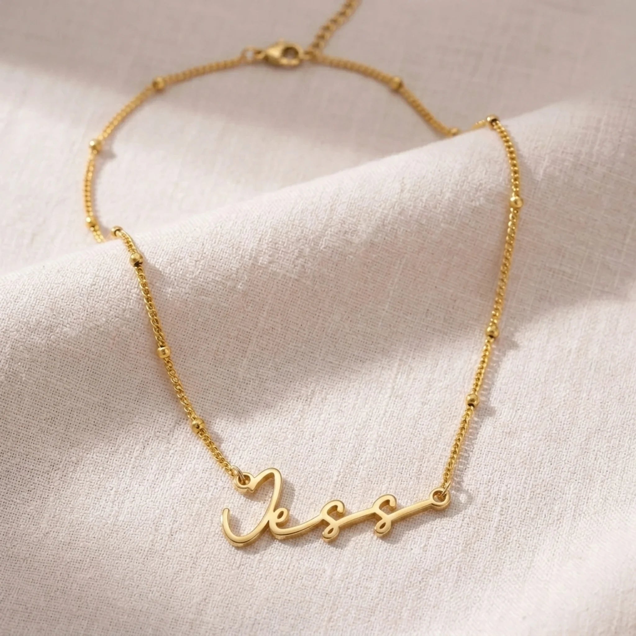 Jess Name Necklace | 18ct Gold, Silver & Vermeil | Ready to Ship