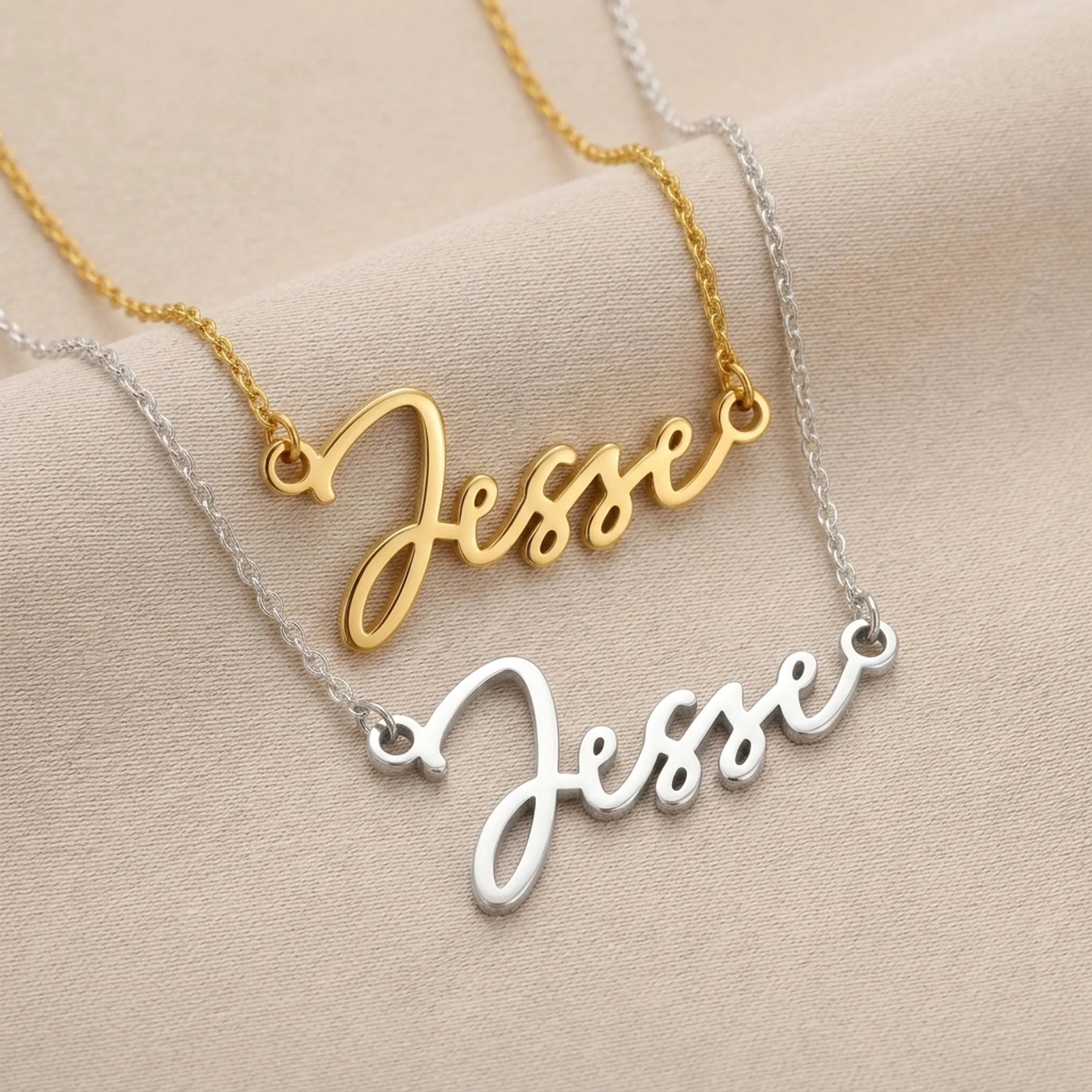 Jesse Name Necklace | 18ct Gold, Silver & Vermeil | Ready to Ship