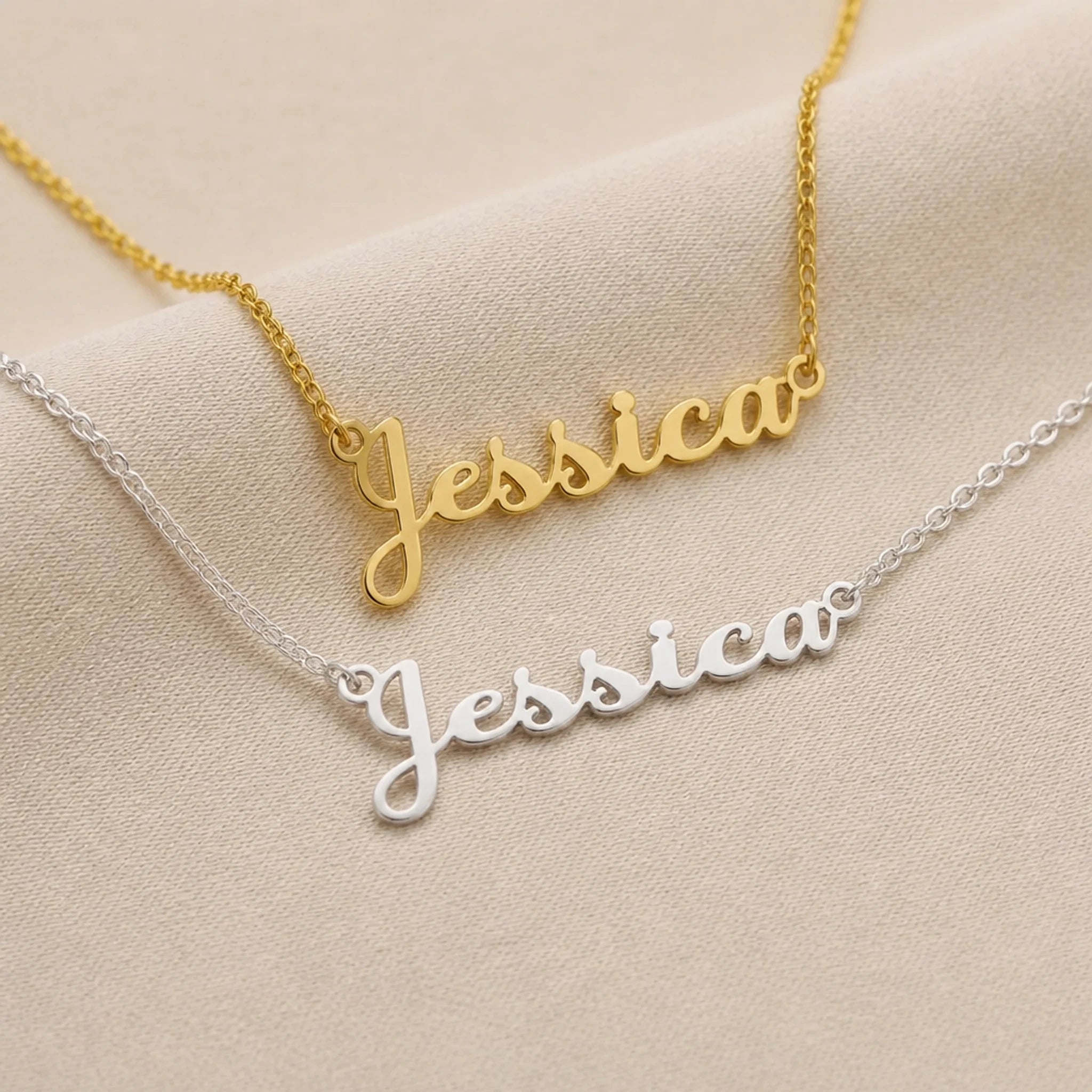 Jessica Name Necklace | 18ct Gold, Silver & Vermeil | Ready to Ship