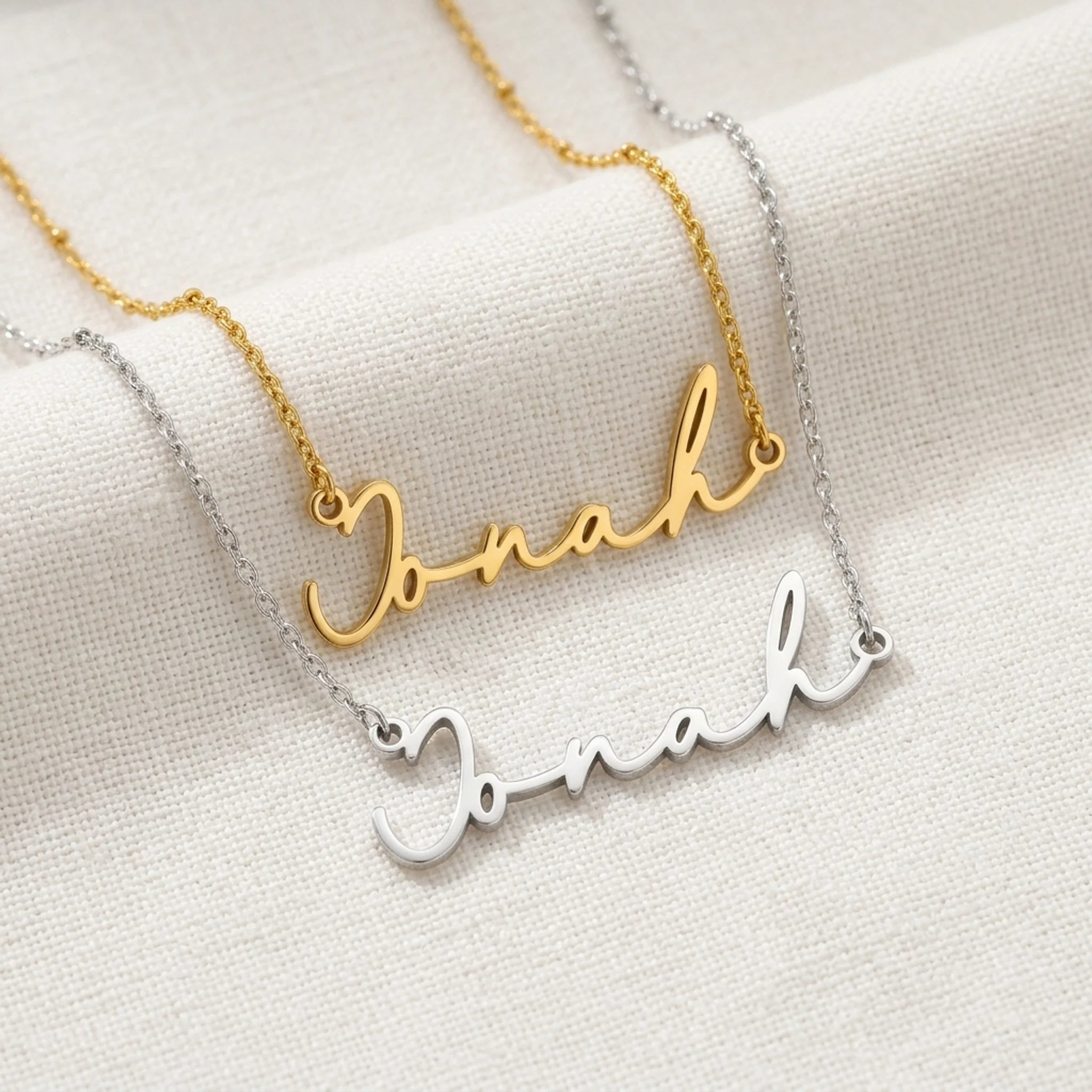 Jonah Name Necklace | 18ct Gold, Silver & Vermeil | Ready to Ship