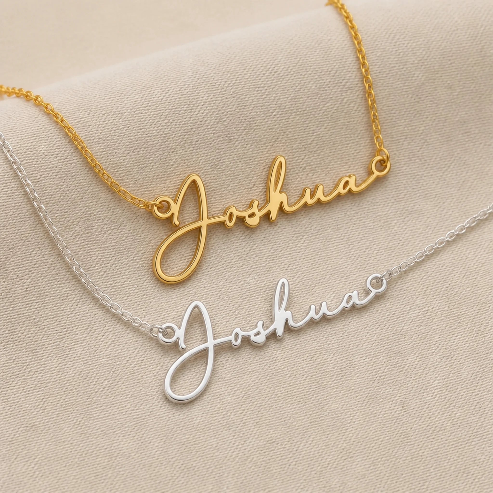 Joshua Name Necklace | 18ct Gold, Silver & Vermeil | Ready to Ship