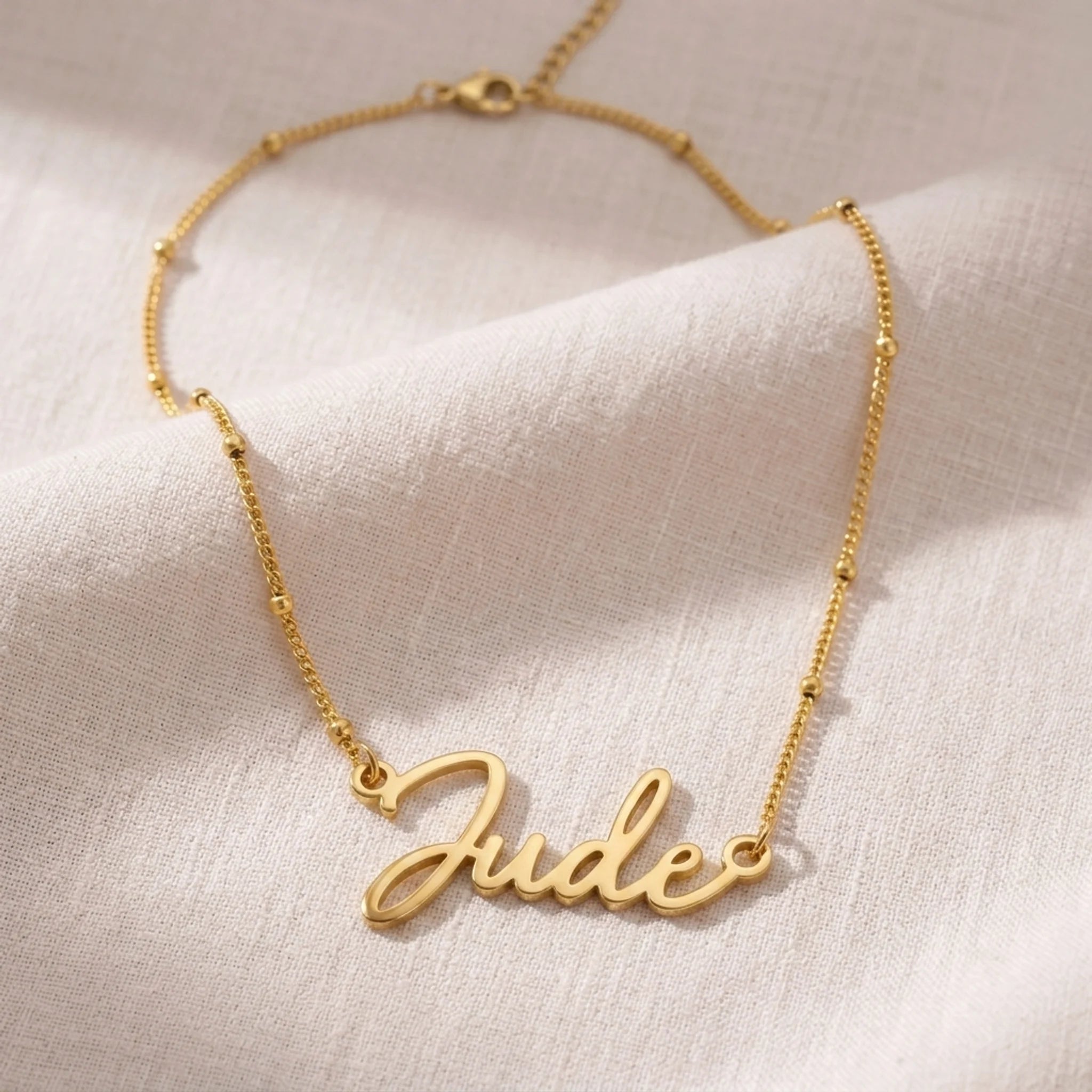 Jude Name Necklace | 18ct Gold, Silver & Vermeil | Ready to Ship