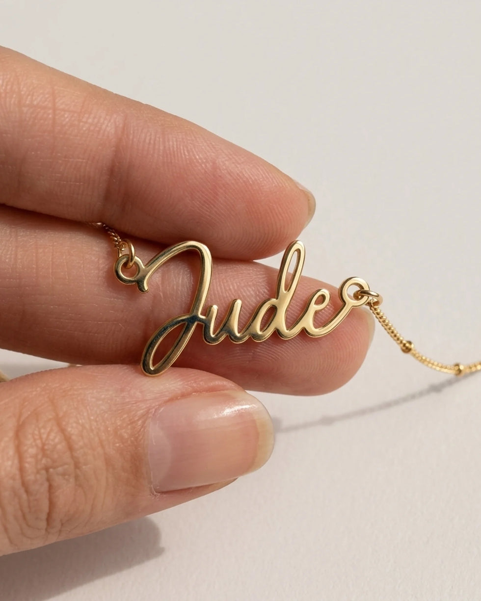 Jude Name Necklace | 18ct Gold, Silver & Vermeil | Ready to Ship
