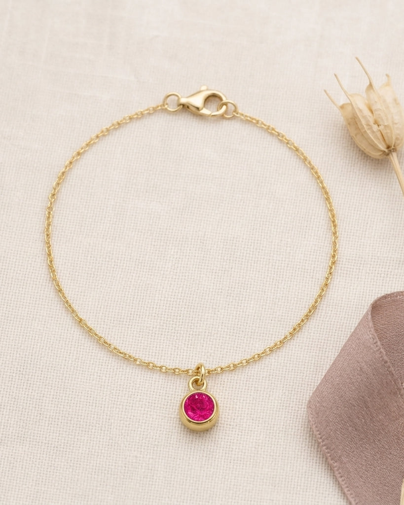 July Birthstone Bracelet | Ruby, Gold & Silver