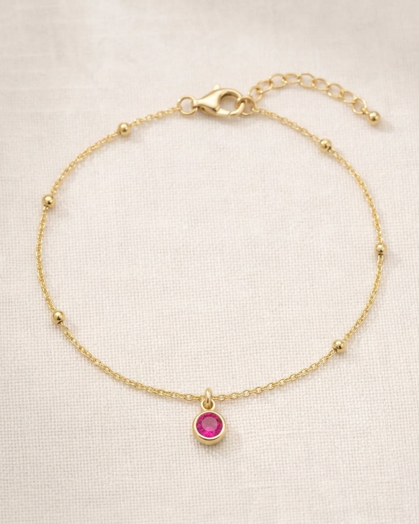July Birthstone Bracelet | Ruby, Gold & Silver