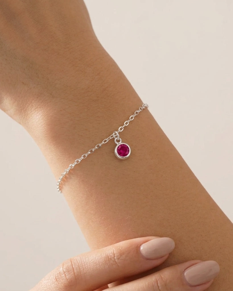 July Birthstone Bracelet | Ruby, Gold & Silver
