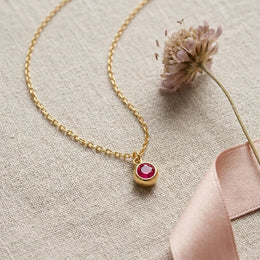 July Birthstone Necklace | Ruby, Gold & Silver