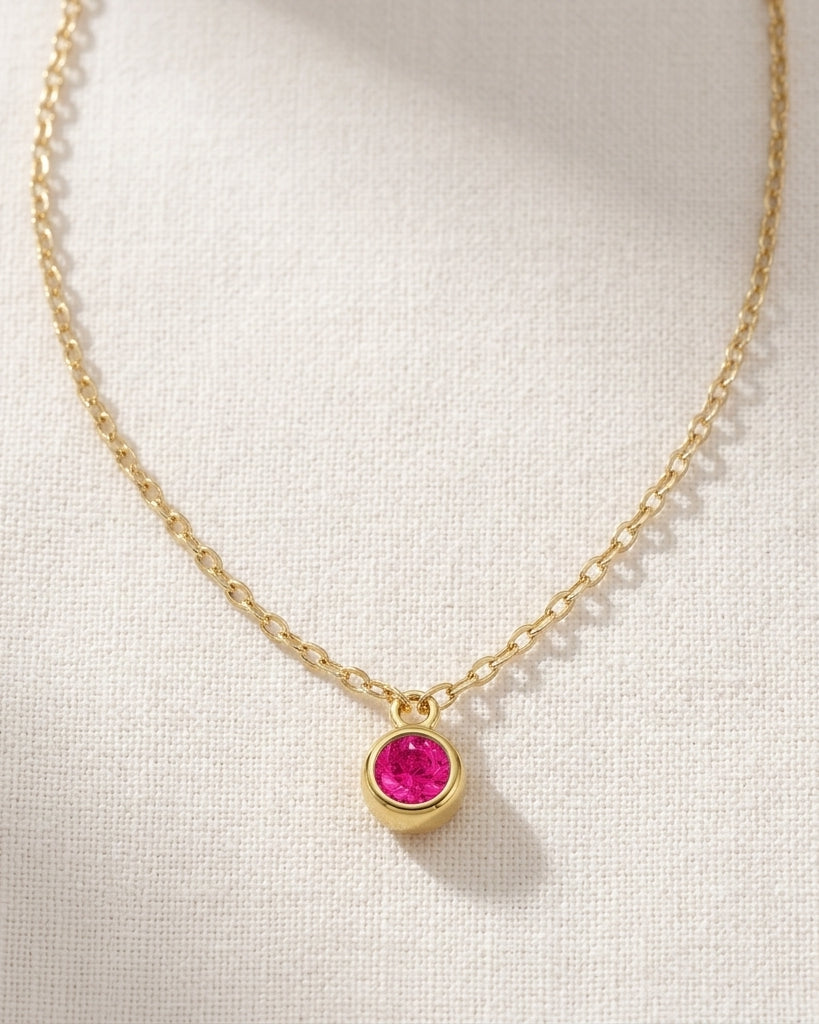 July Birthstone Necklace | Ruby, Gold & Silver