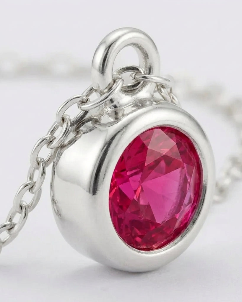 July Birthstone Necklace | Ruby, Gold & Silver