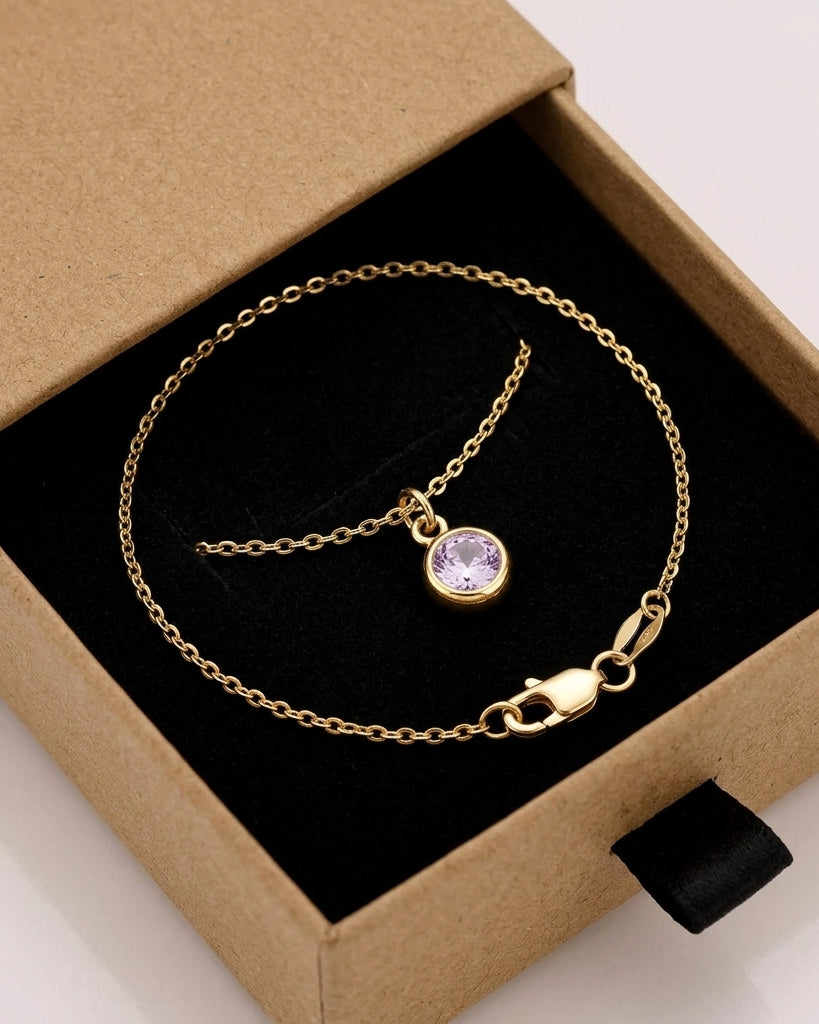 June Birthstone Bracelet | Light Amethyst, Gold & Silver