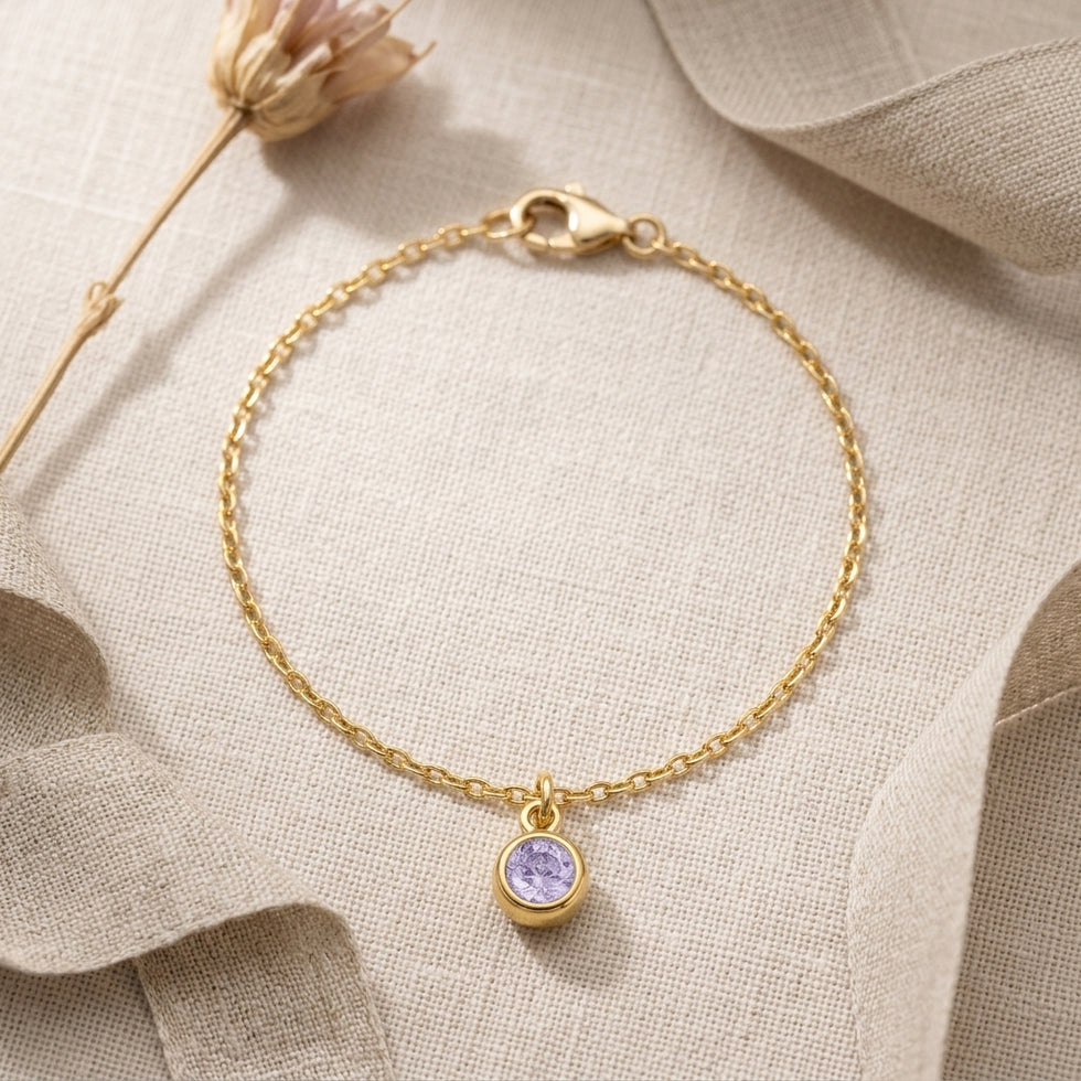 June Birthstone Bracelet | Light Amethyst, Gold & Silver