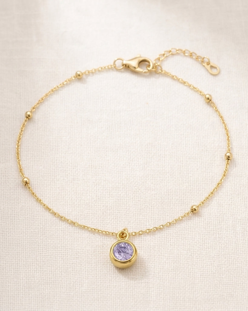 June Birthstone Bracelet | Light Amethyst, Gold & Silver