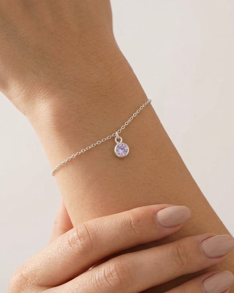 June Birthstone Bracelet | Light Amethyst, Gold & Silver