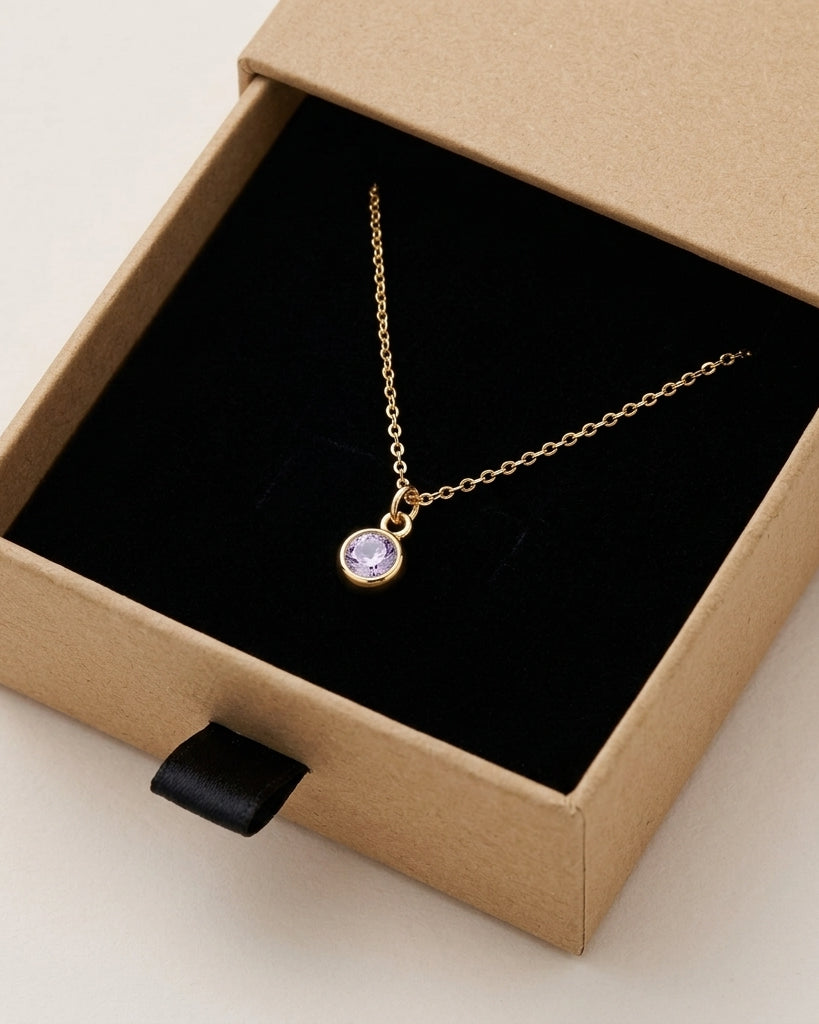 June Birthstone Necklace | Light Amethyst, Gold & Silver