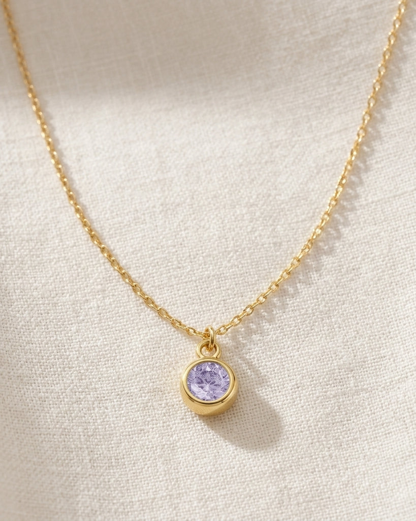 June Birthstone Necklace | Light Amethyst, Gold & Silver