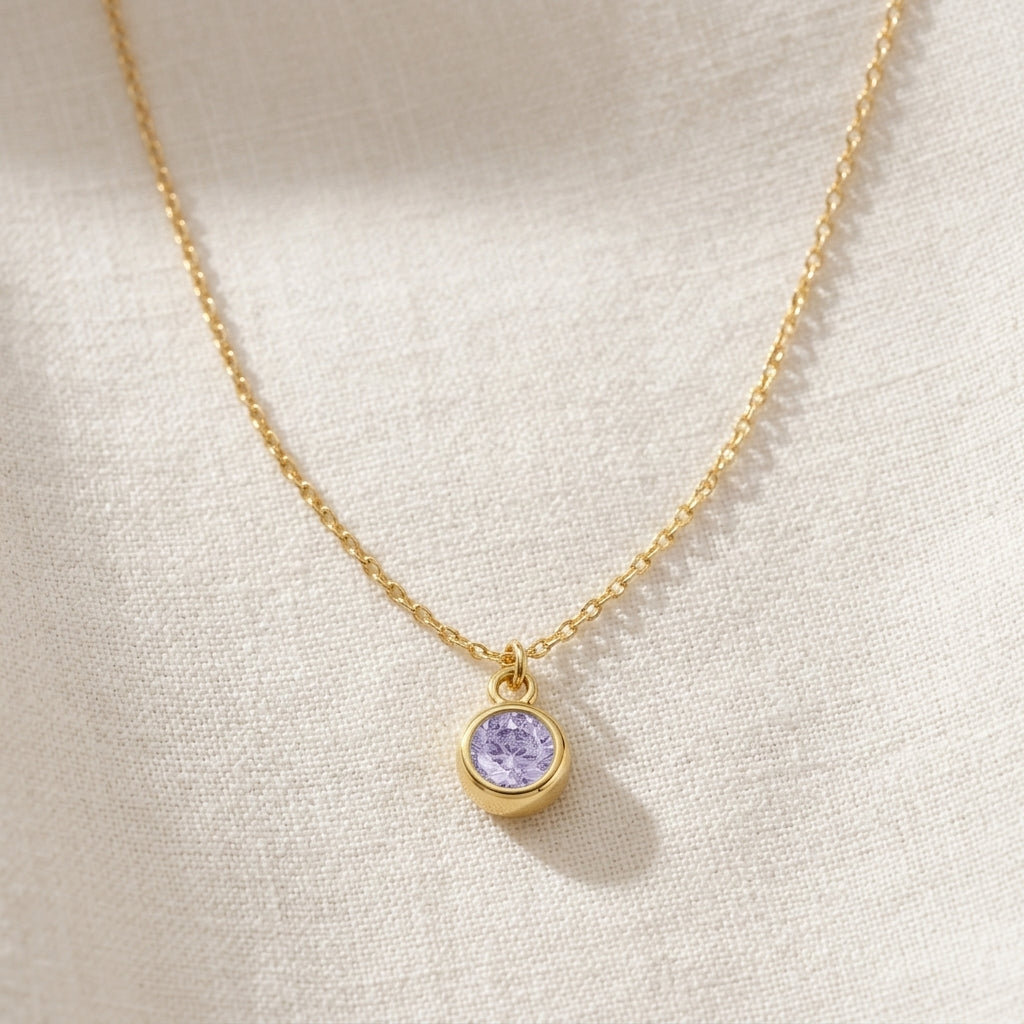 June Birthstone Necklace | Light Amethyst, Gold & Silver