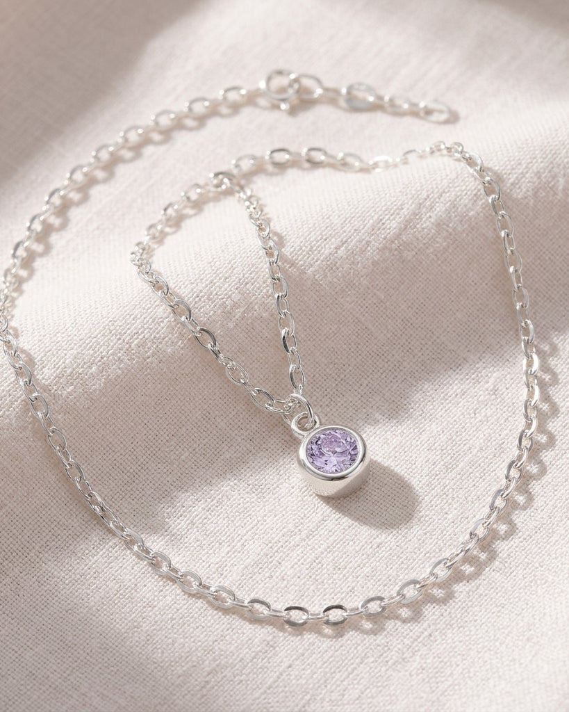 June Birthstone Necklace | Light Amethyst, Gold & Silver