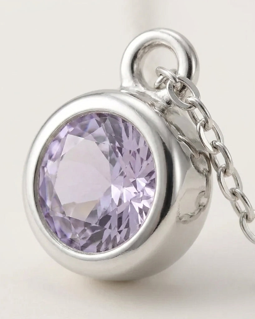 June Birthstone Necklace | Light Amethyst, Gold & Silver