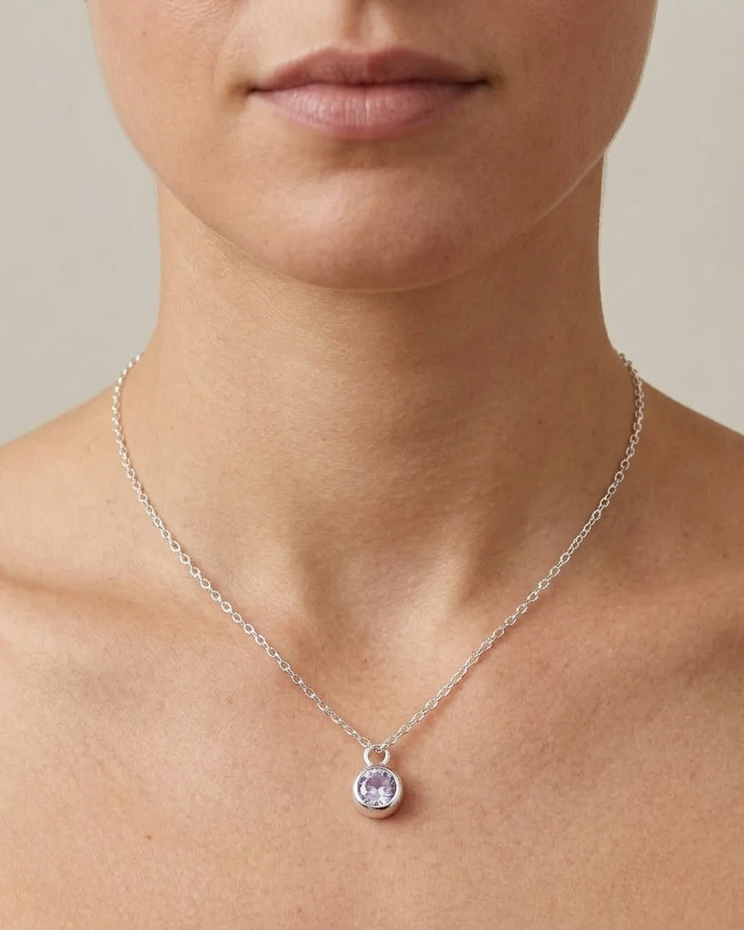 June Birthstone Necklace | Light Amethyst, Gold & Silver