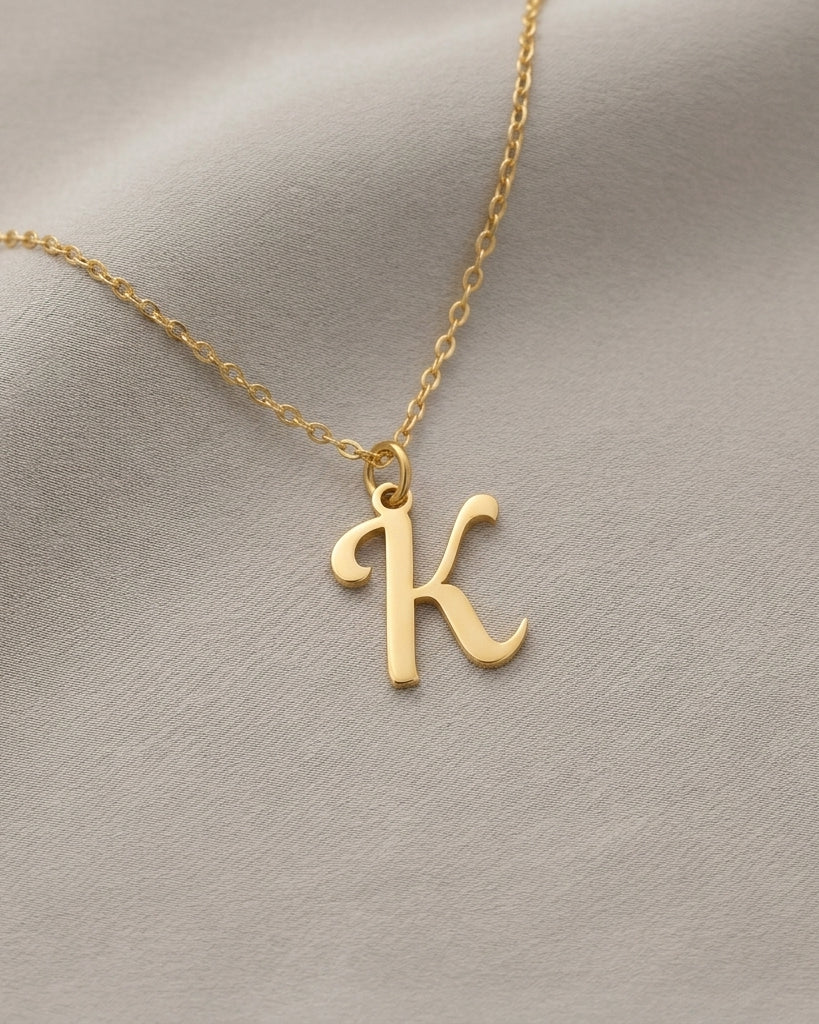K Necklace | Initial & Letter K Pendant, Gold & Silver