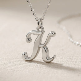 K Necklace | Initial & Letter K Pendant, Gold & Silver