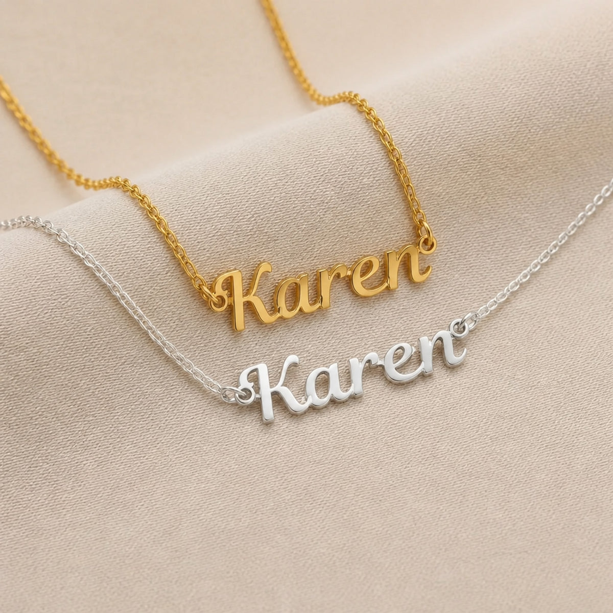 Karen Name Necklace | 18ct Gold, Silver & Vermeil | Ready to Ship