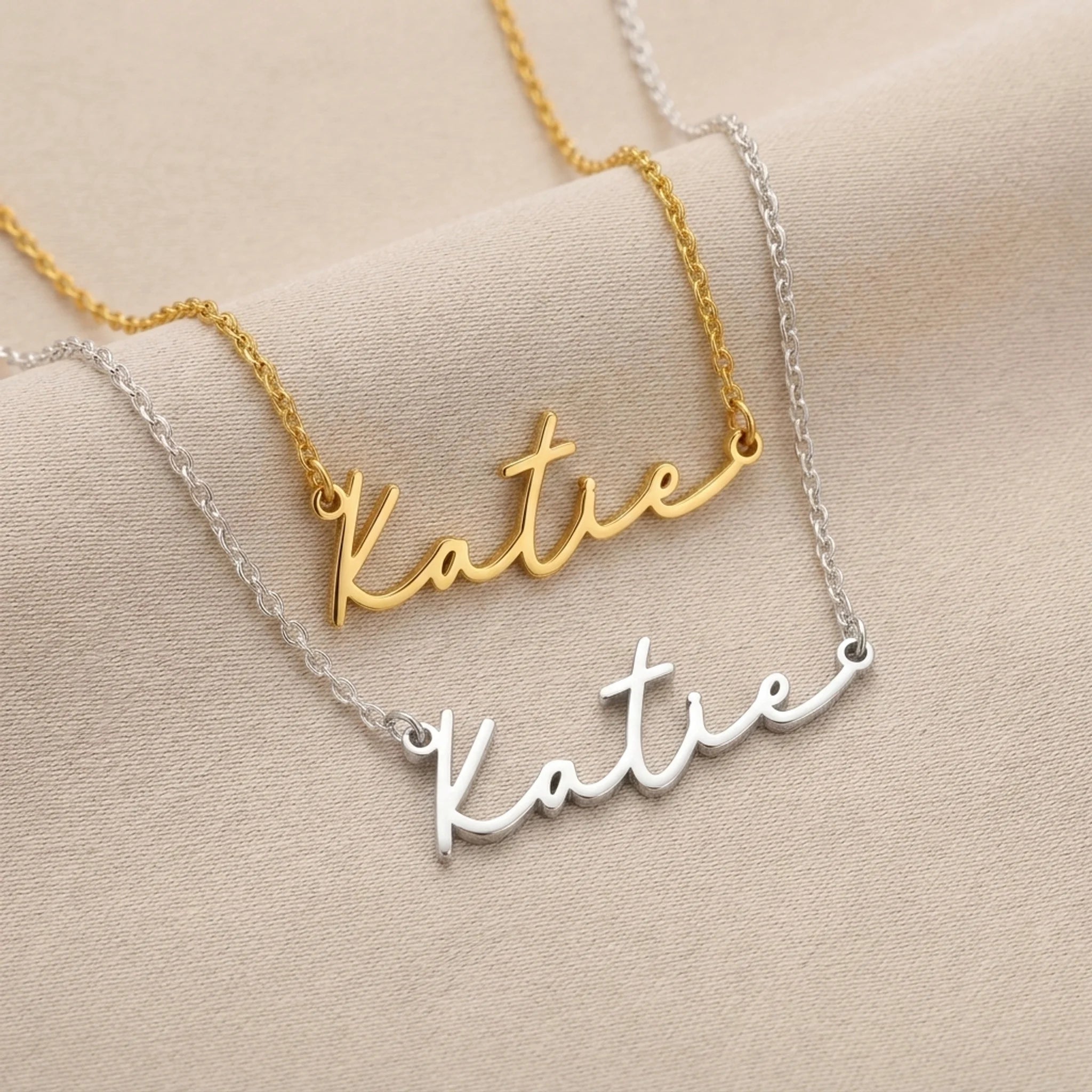 Katie Name Necklace | 18ct Gold, Silver & Vermeil | Ready to Ship