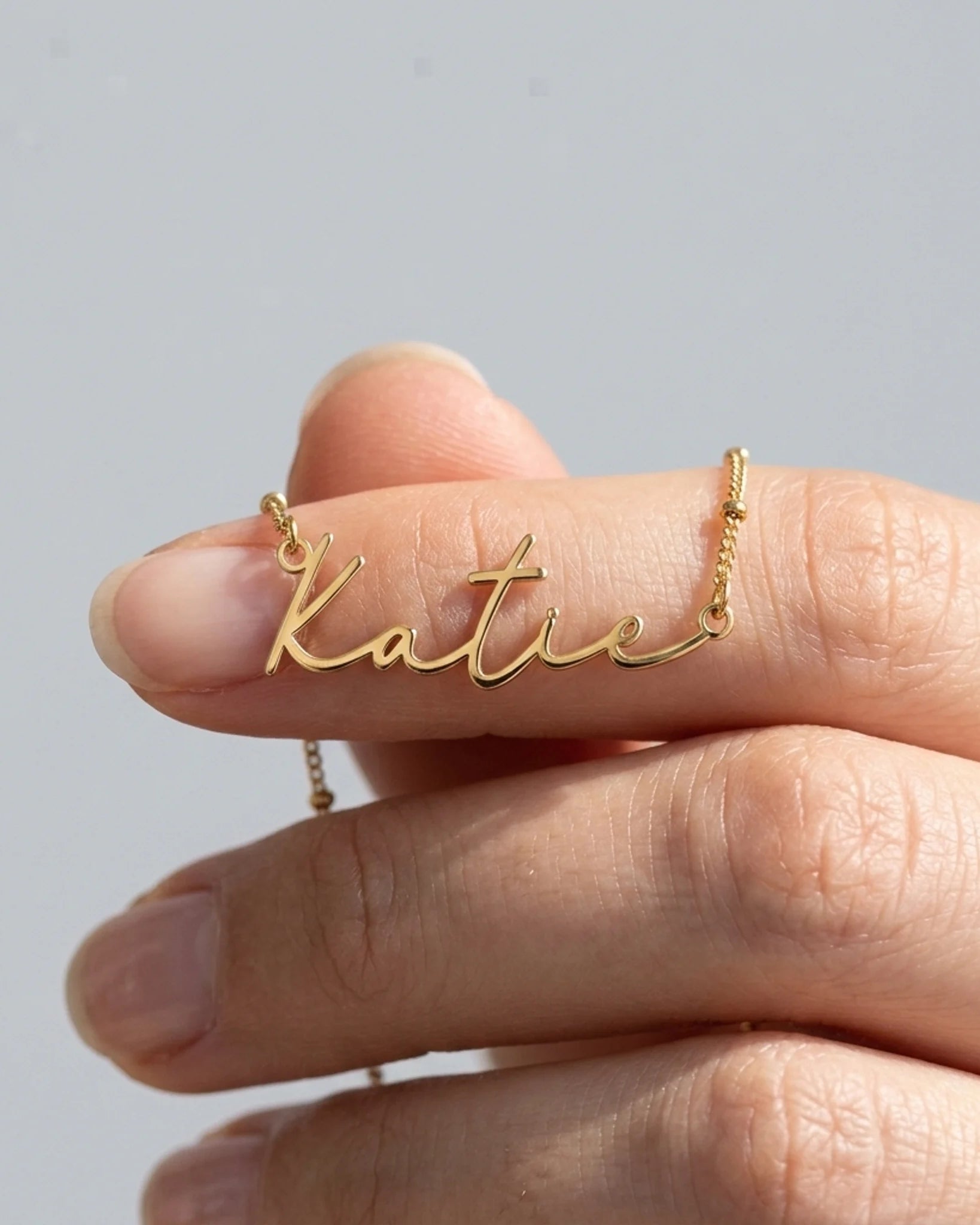 Katie Name Necklace | 18ct Gold, Silver & Vermeil | Ready to Ship