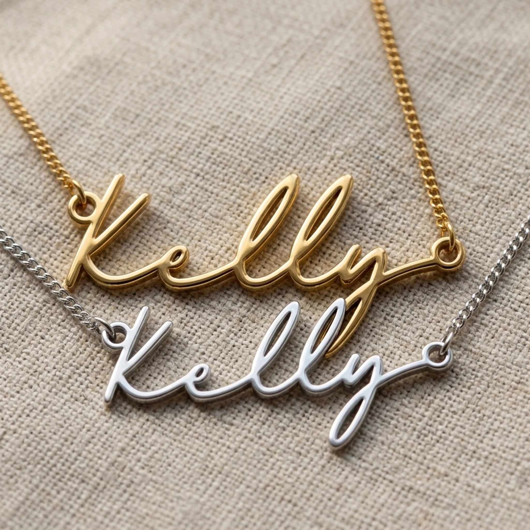Kelly Name Necklace | 18ct Gold, Silver & Vermeil | Ready to Ship