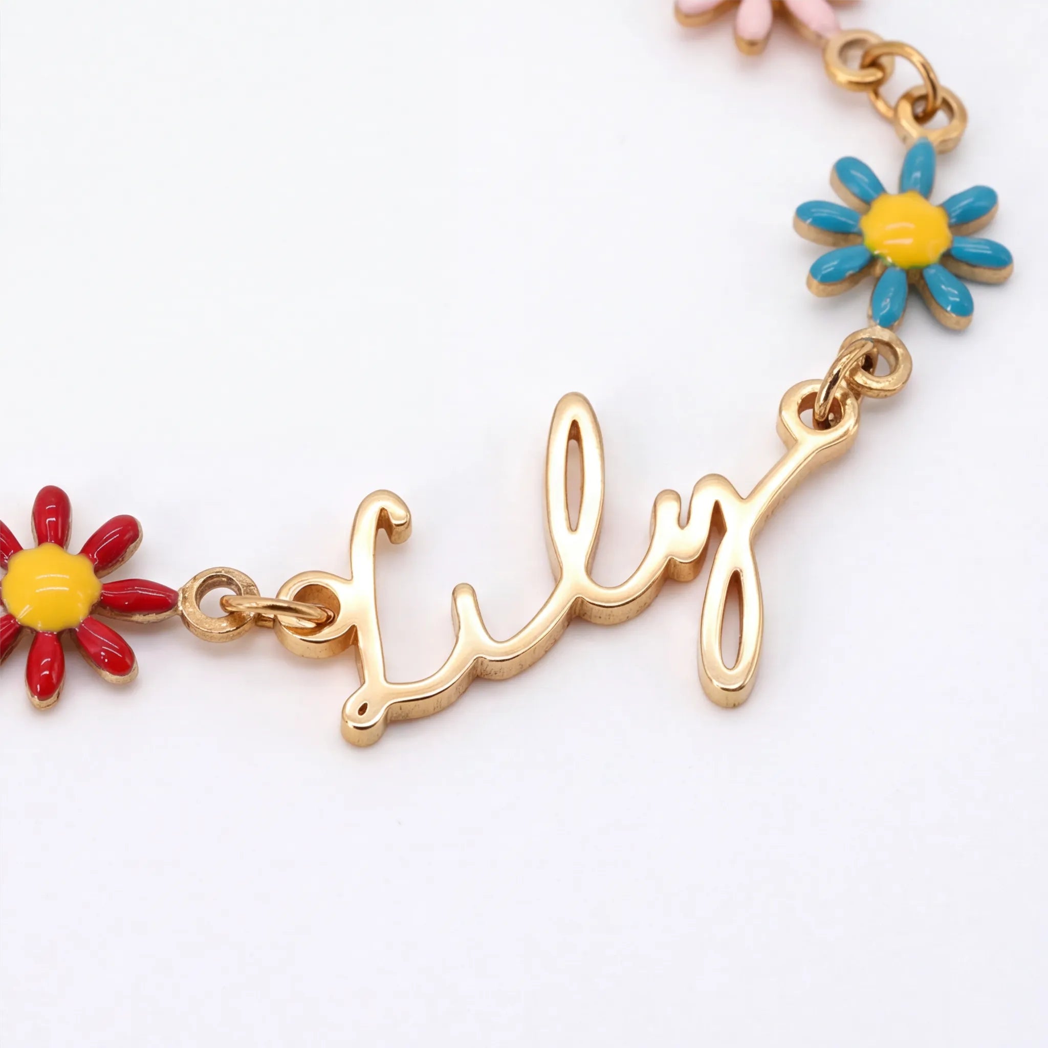 Personalised Kids Daisy Chain Name Bracelet in Gold & Silver