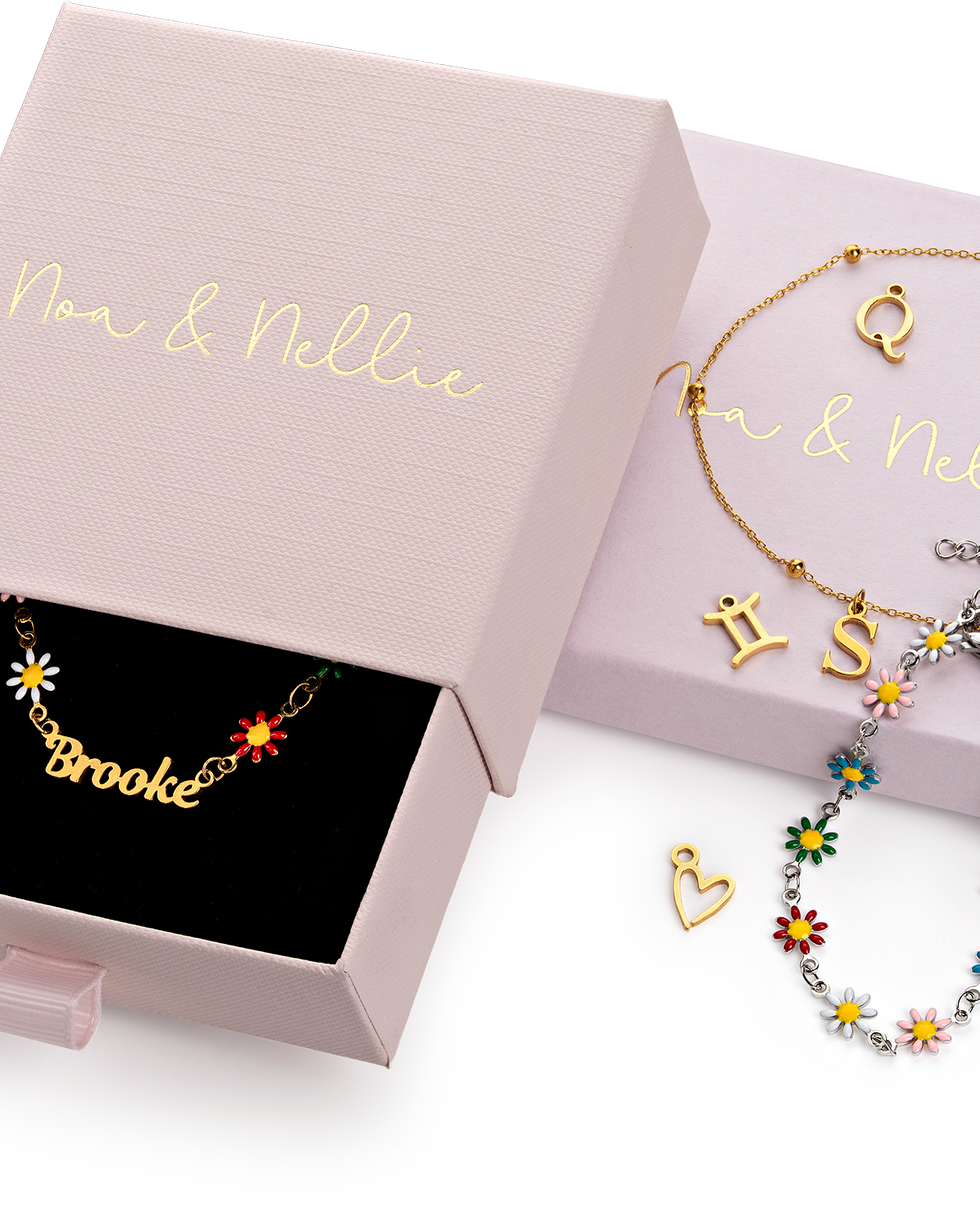 Personalised Kids Daisy Chain Name Bracelet in Gold & Silver
