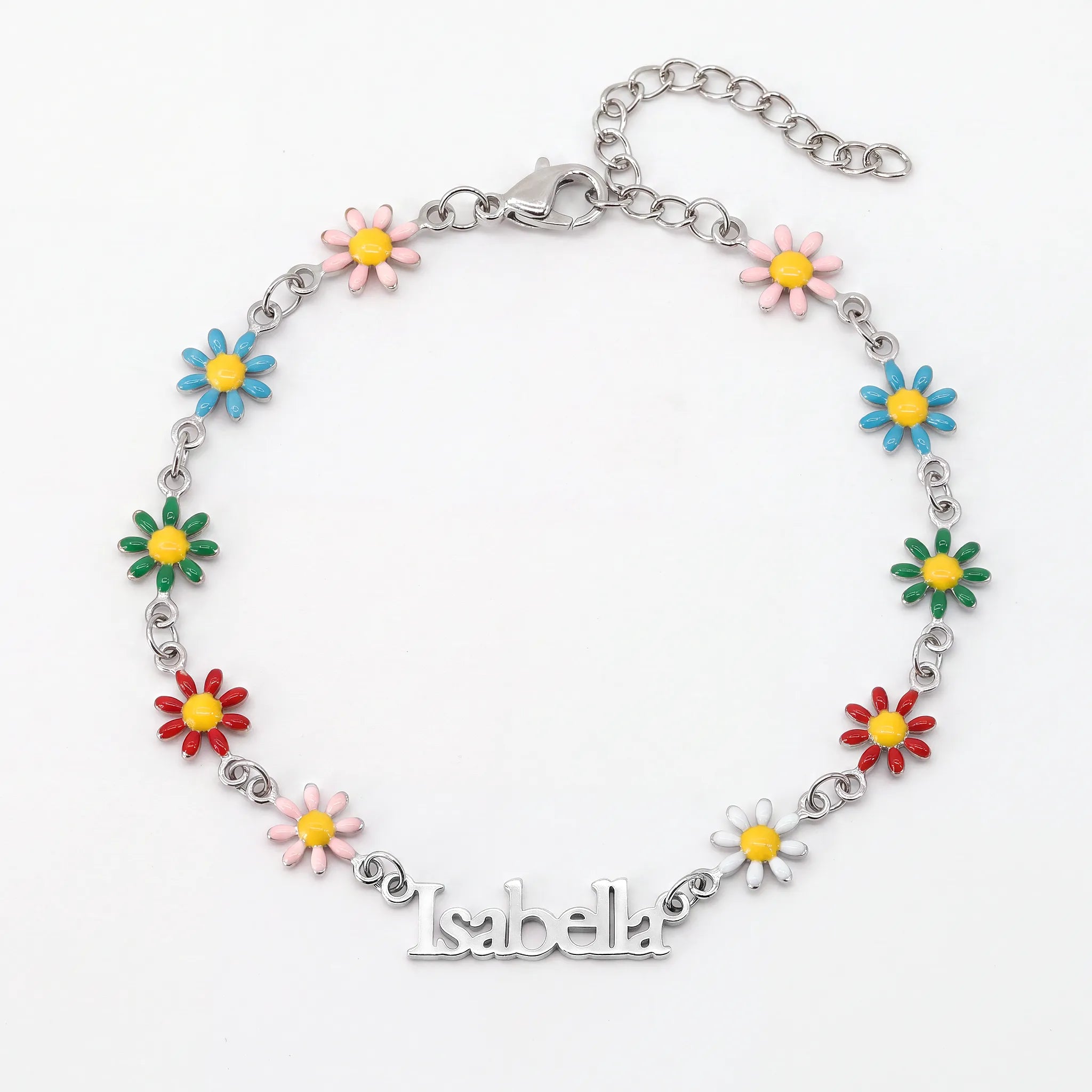 Personalised Kids Daisy Chain Name Bracelet in Gold & Silver