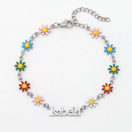 Personalised Kids Daisy Chain Name Bracelet in Gold & Silver