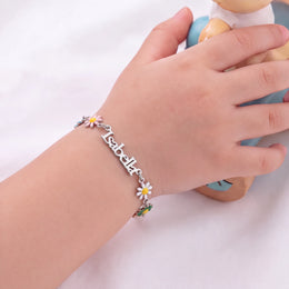 Personalised Kids Daisy Chain Name Bracelet in Gold & Silver