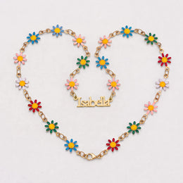 Personalised Kids Daisy Chain Name Necklace in 18ct Gold