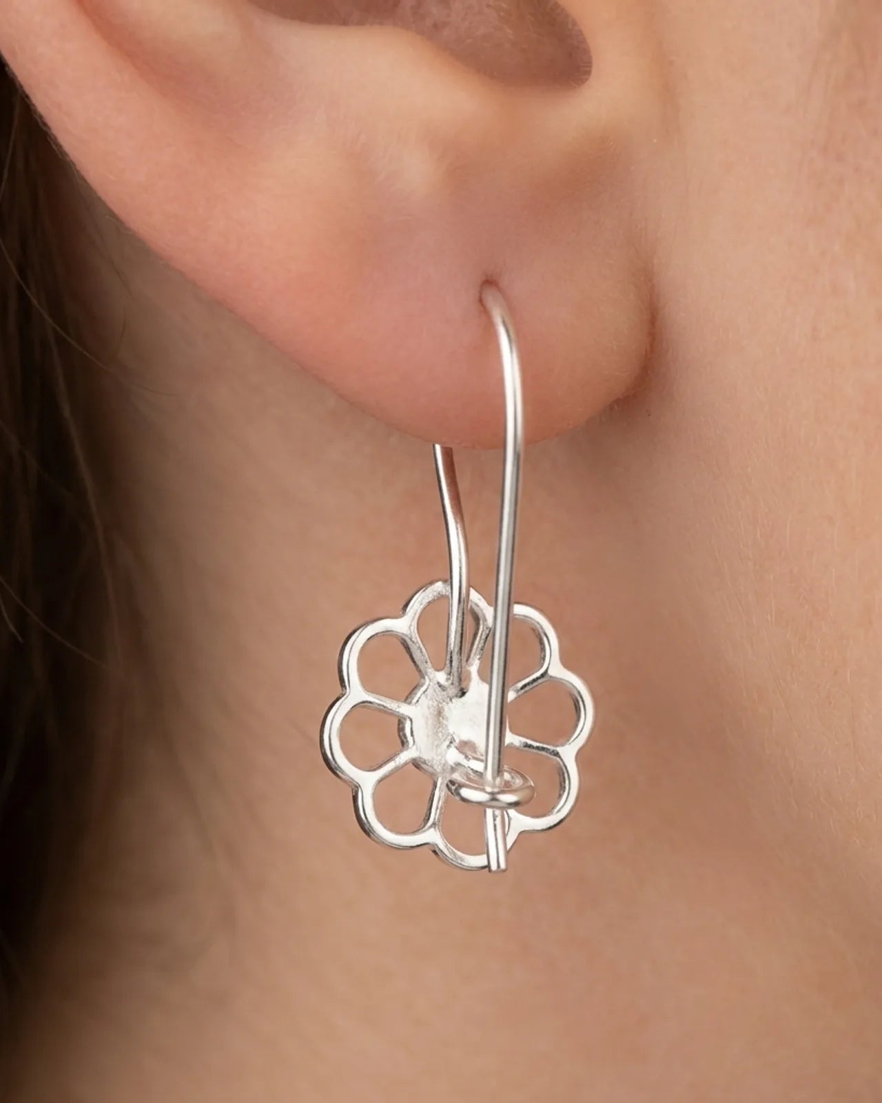 Kids Pink Centred Daisy Drop Earrings