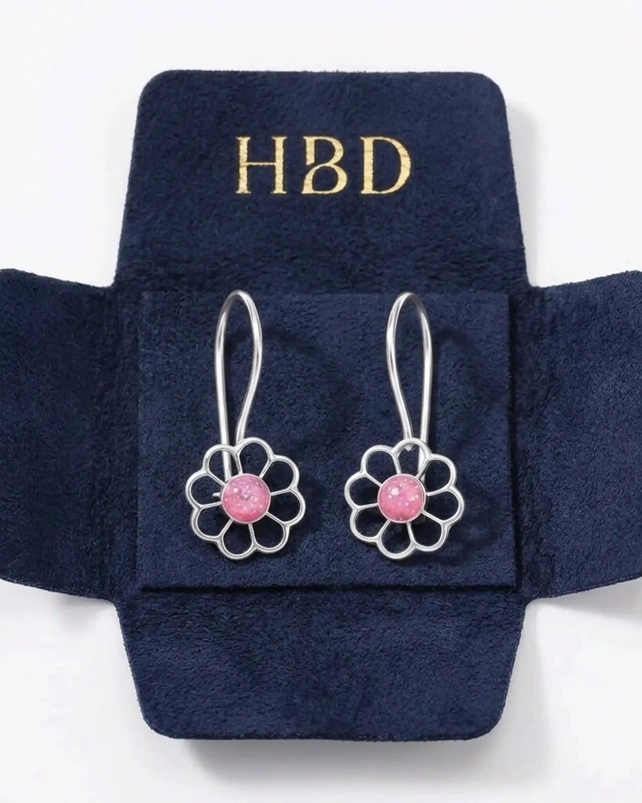 Kids Pink Centred Daisy Drop Earrings