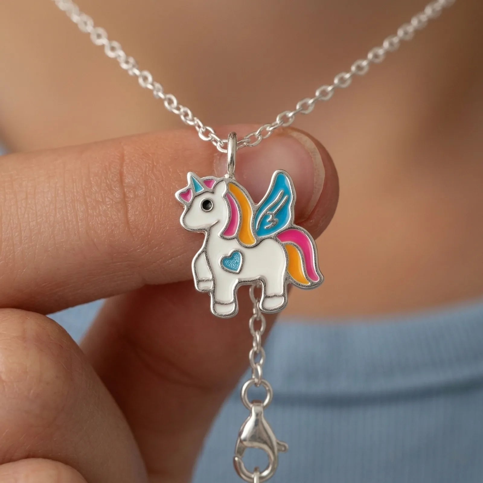 Unicorn Necklace for Kids – Sterling Silver Pendant with Crystals – Magical Children’s Jewellery