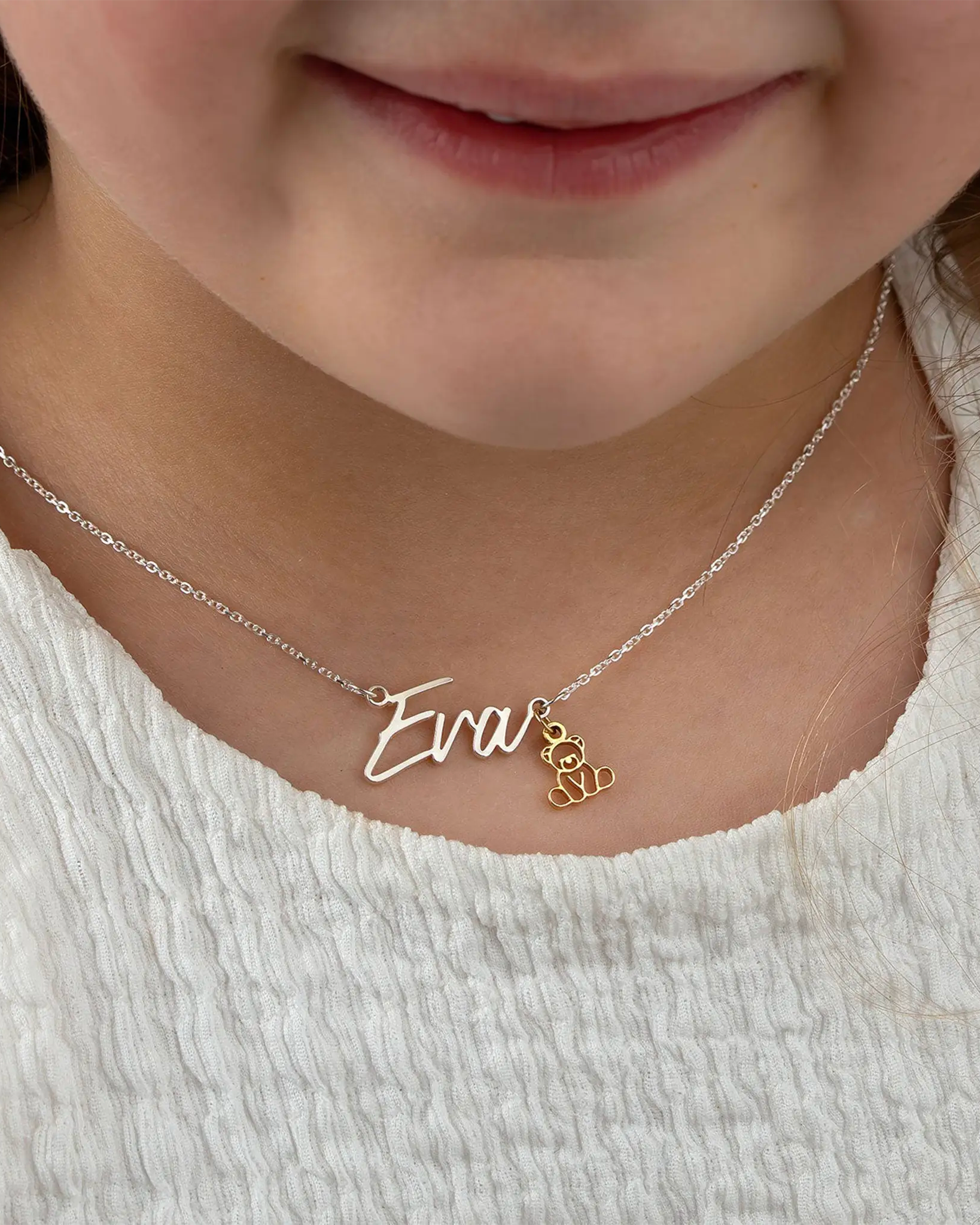 Kids Gift Box – Personalised Name Necklace, Teddy & Cookie Set