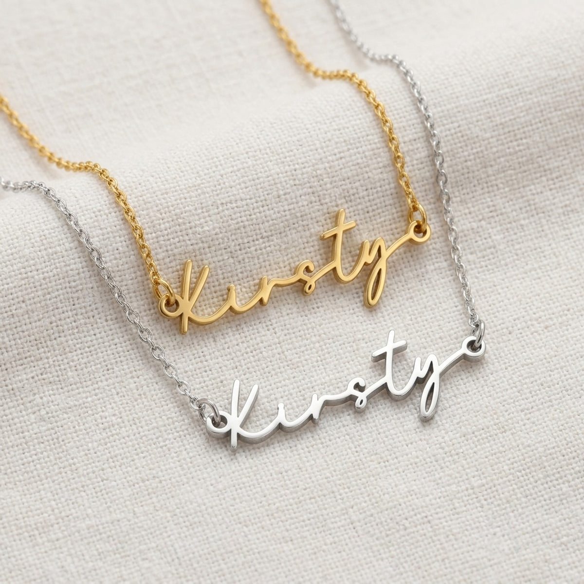 Kirsty Name Necklace | 18ct Gold, Silver & Vermeil | Ready to Ship