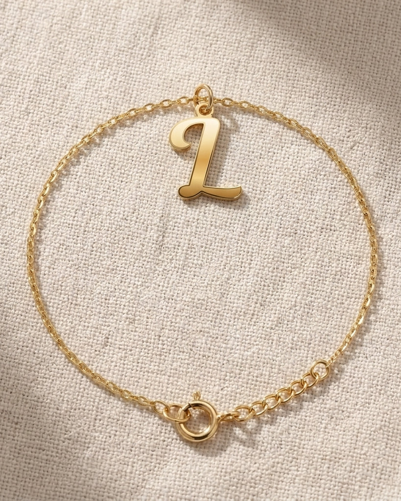 L Bracelet | Initial & Letter L Charm, Gold & Silver