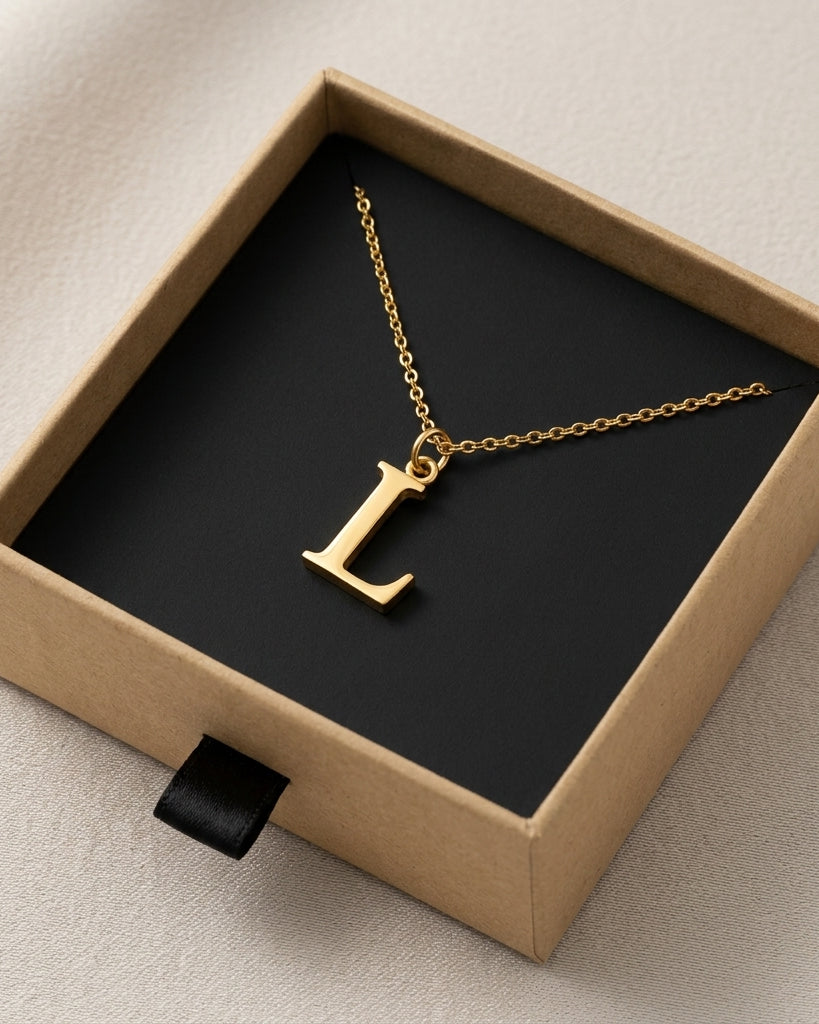 L Necklace | Initial & Letter L Pendant, Gold & Silver