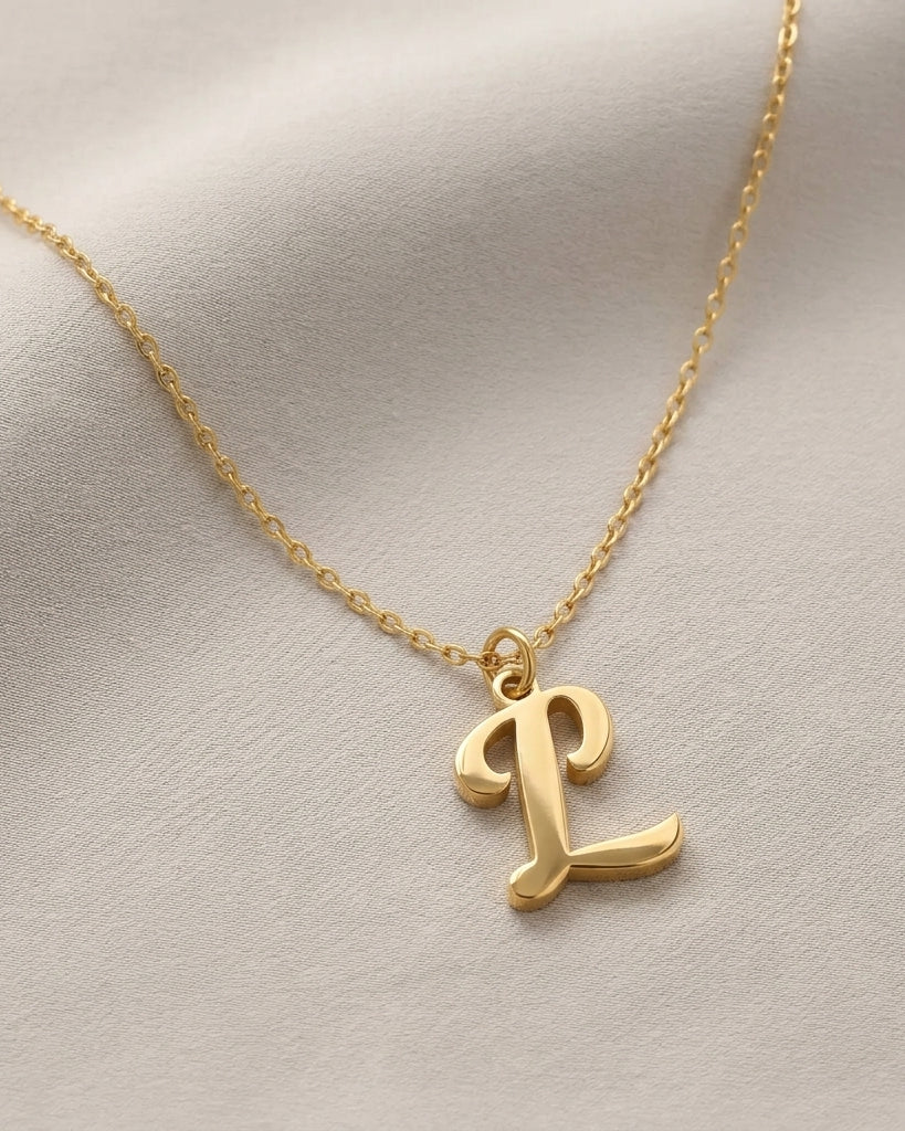 L Necklace | Initial & Letter L Pendant, Gold & Silver