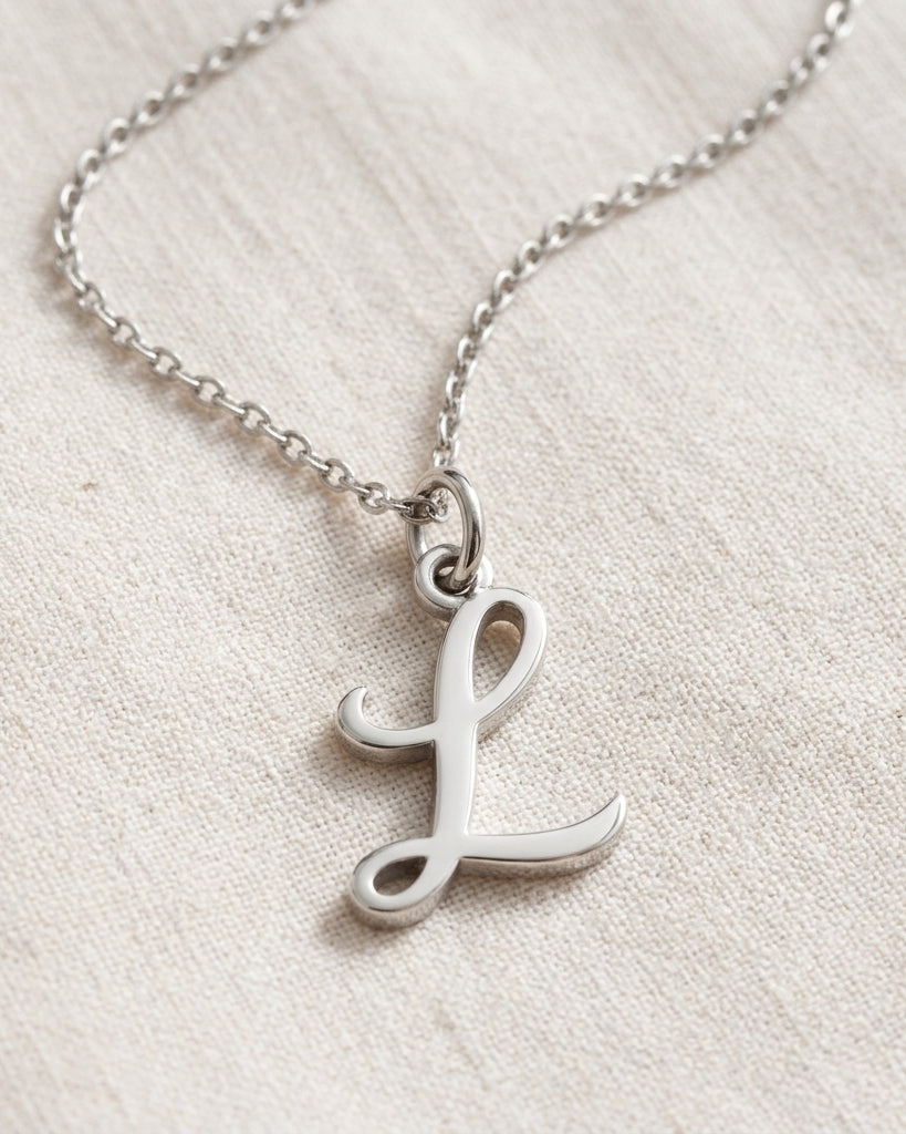L Necklace | Initial & Letter L Pendant, Gold & Silver